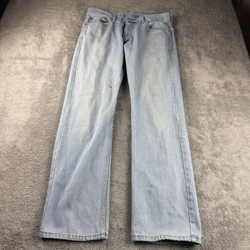 Levis Jeans Mens‎ 34x30.5 Blue Light Wash Straight Leg Mid Rise